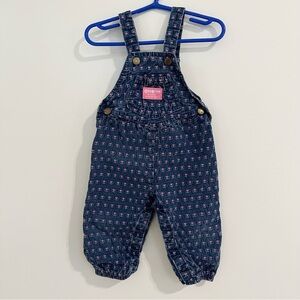 Vintage OshKosh B'gosh Blue Denim Overalls Heart Tulip Pattern size 18 months